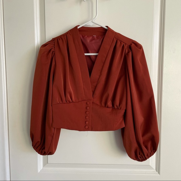 Women's Long Sleeve Red Lantern Crop Top - Picture 9 of 11